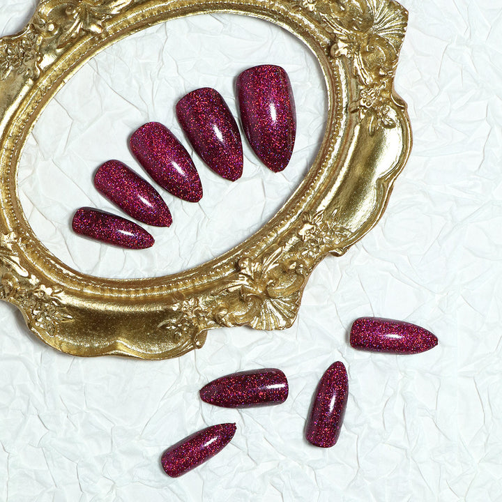 Glamorous Glittery Almond-Shaped Press-On Nails Bowlift