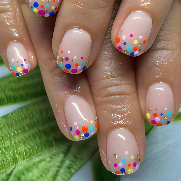 Decorative Dot Pattern Press-On Nail Art Bowlift