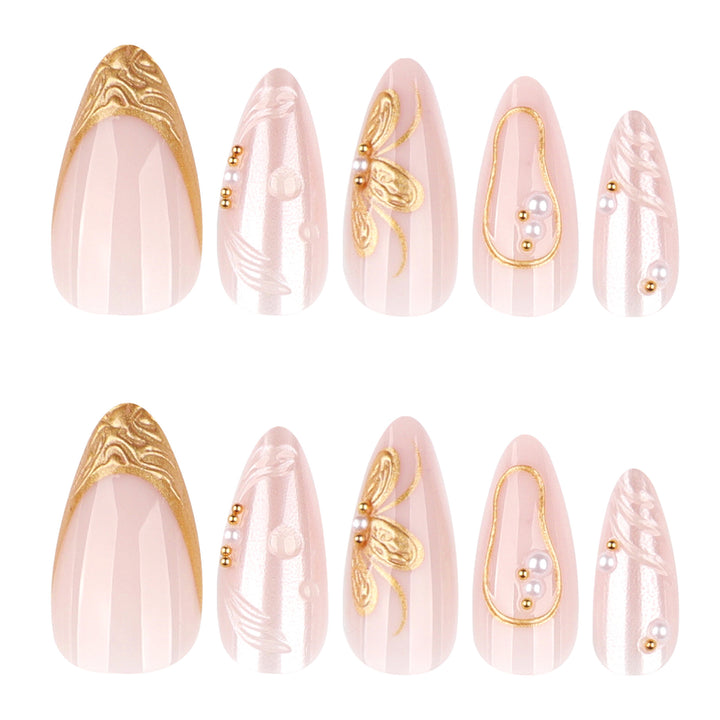 Elegant artificial nails with flower and glitter accents Bowlift