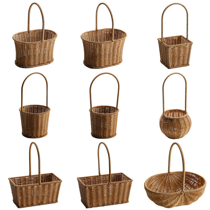 Decorative Woven Storage Basket with Mushroom Emblem Bowlift