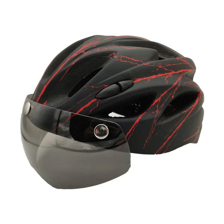 Sporty bicycle helmet with integrated visor Bowlift