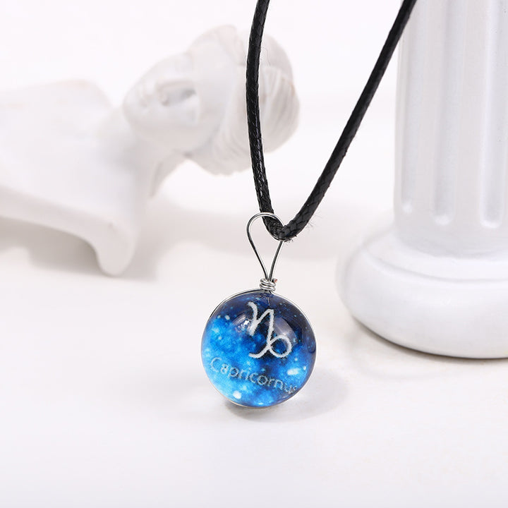 Zodiac Glass Dome Pendant Necklace on Braided Cord Bowlift