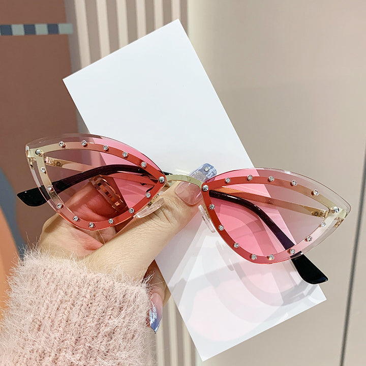 Women's Cat-Eye Sunglasses with Sparkling Crystal Accents Bowlift