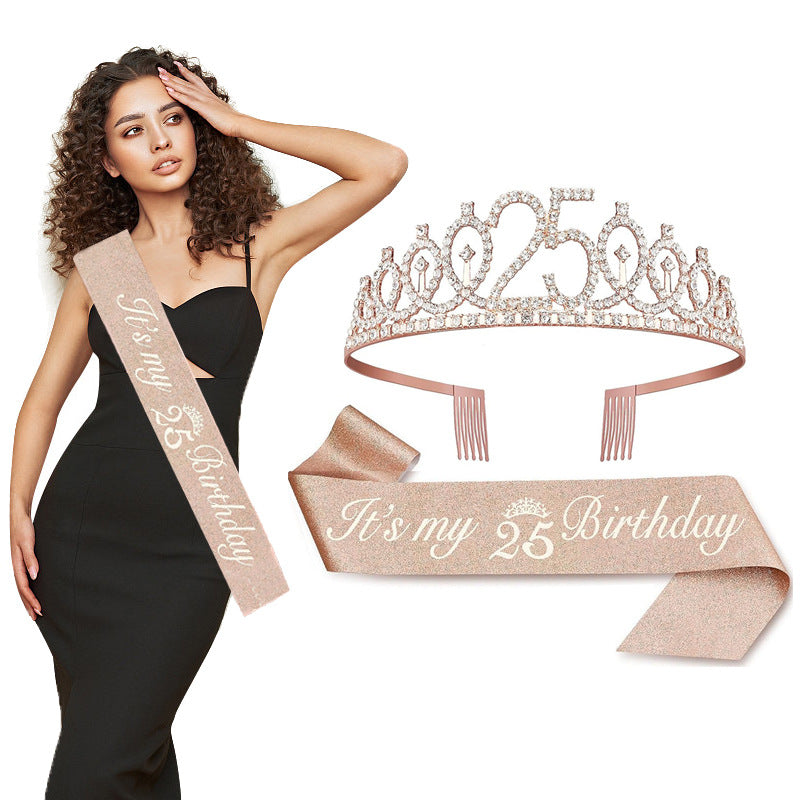 Ladies Crystal Princess Crown with 30 & Fabulous lettering Bowlift