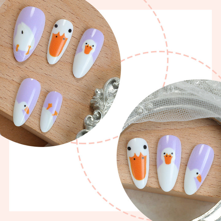 Artistic Cartoon-Themed Press-On Nail Art Set Bowlift
