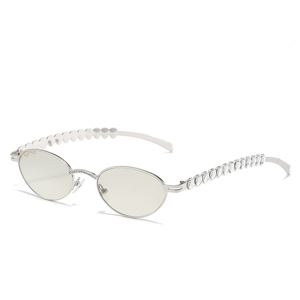 Elegant Rhinestone-Embellished Cat-Eye Glasses Bowlift