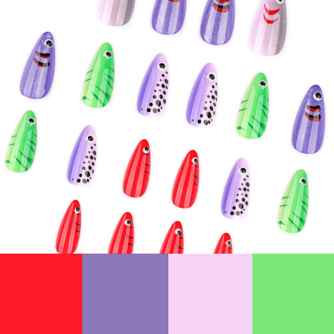 Artful Nail Extensions with Playful Fish Design Bowlift