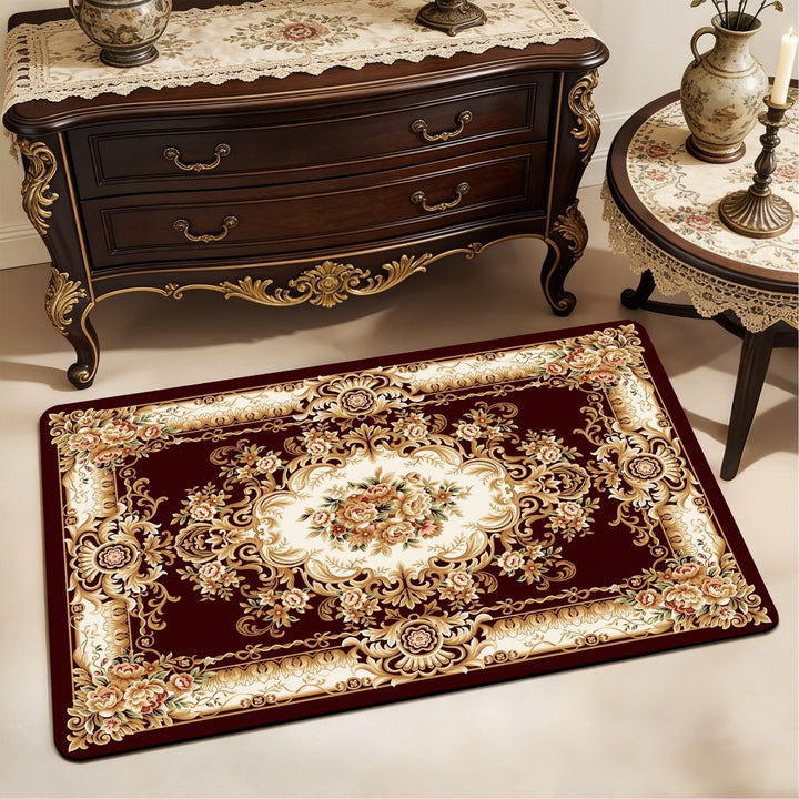Vintage Floral Design Bath Mat Bowlift