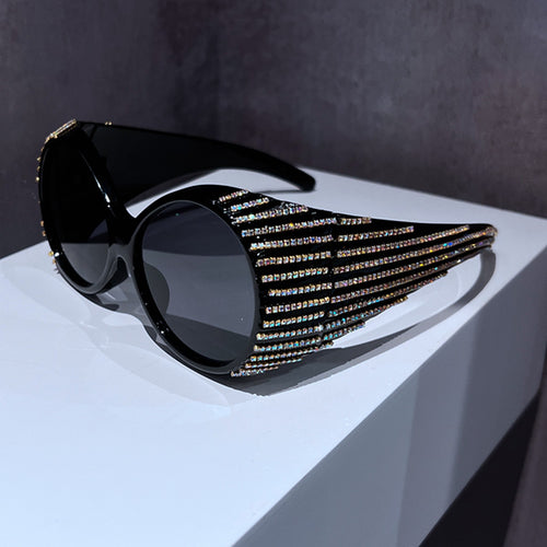 Ladies Glamorous Sunglasses with Sparkling Crystal Decorations Bowlift