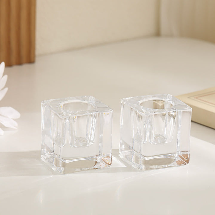 Square Ribbed Glass Votive Candle Holder Bowlift