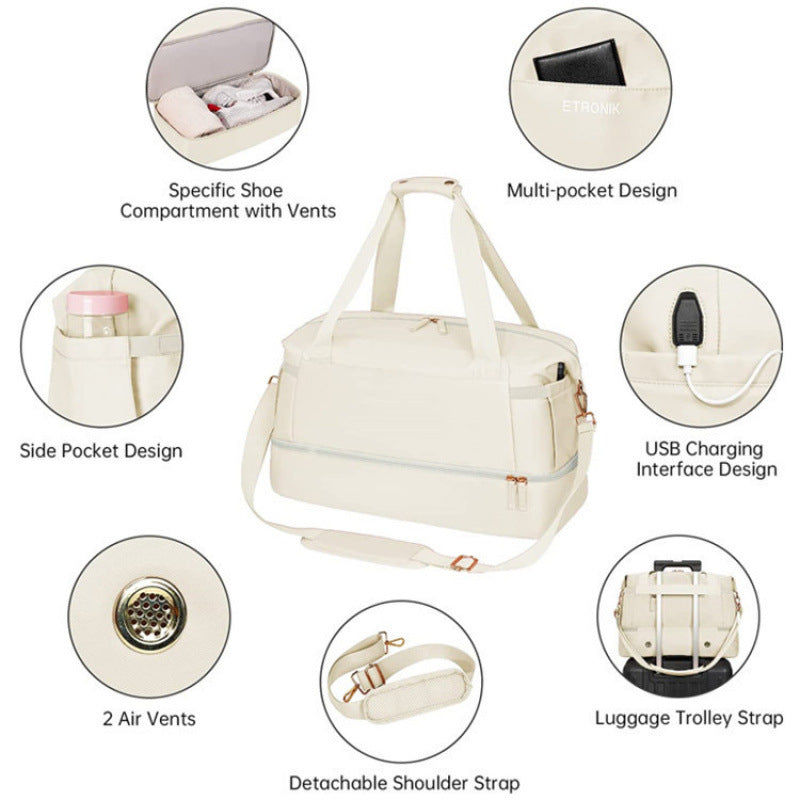 Multifunctional leisure bag with detachable shoulder strap Bowlift