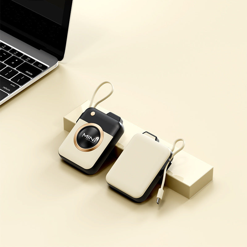 Portable Mini Power Bank with Integrated Charging Cable and Innovative Design Bowlift