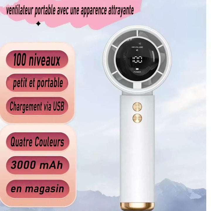 Ladies handheld fan with digital speed control and LED display Bowlift