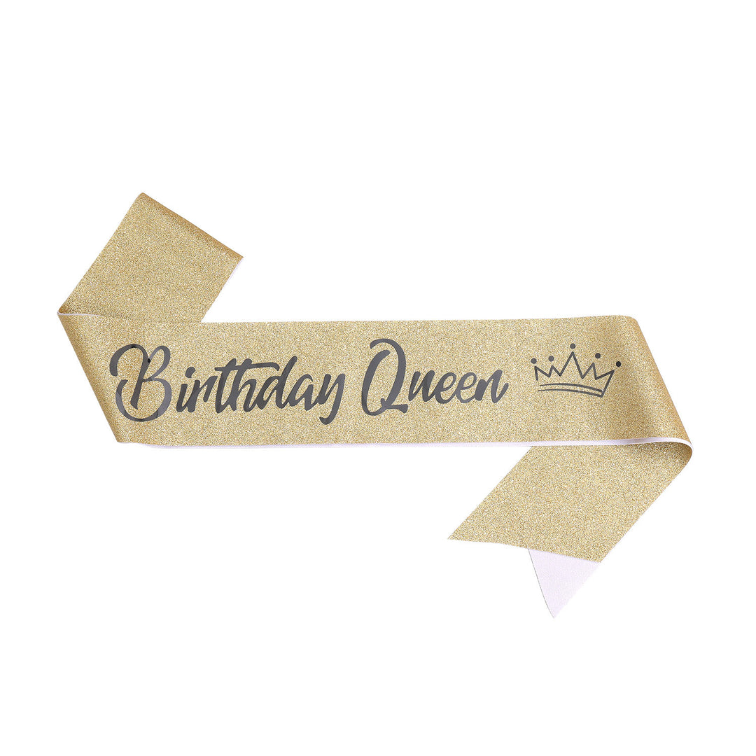 Women's festive birthday sash with glitter Bowlift