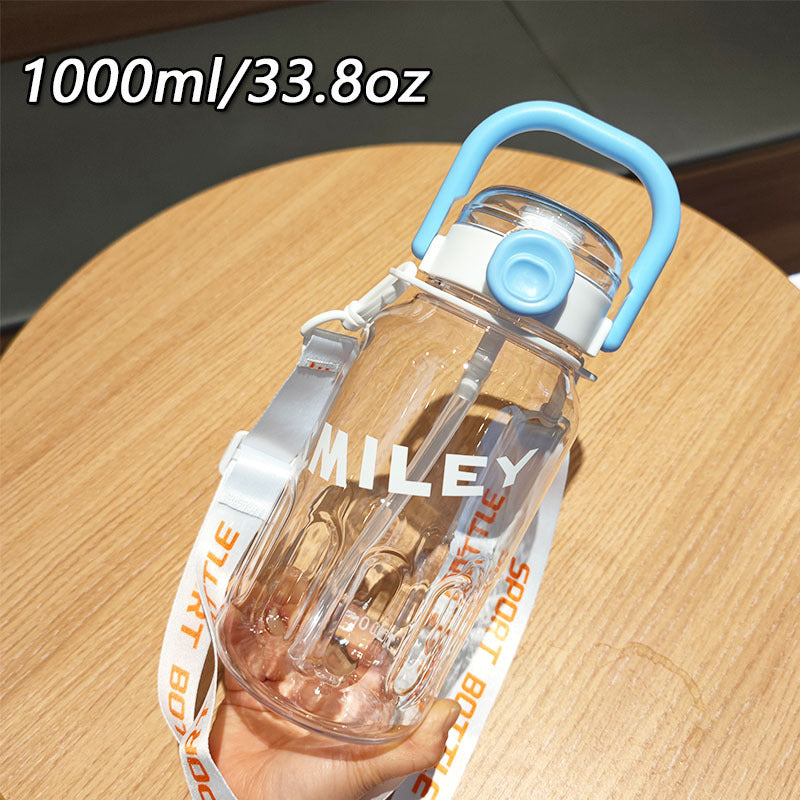 Ladies Sporty Water Bottle with Practical Carrying Strap Bowlift