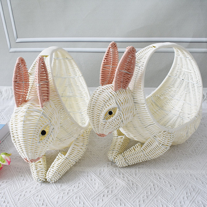 Artistic Rabbit-Shaped Woven Storage Basket Bowlift