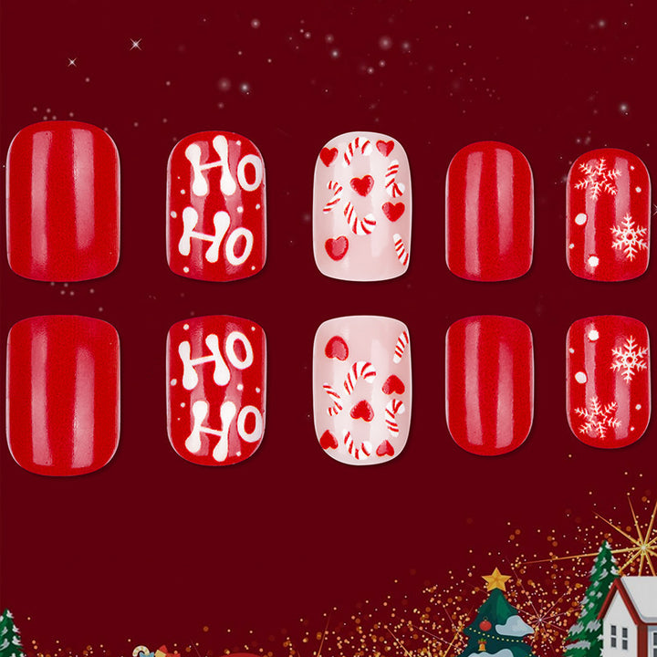 Artificial Nails with Festive Christmas Design Bowlift