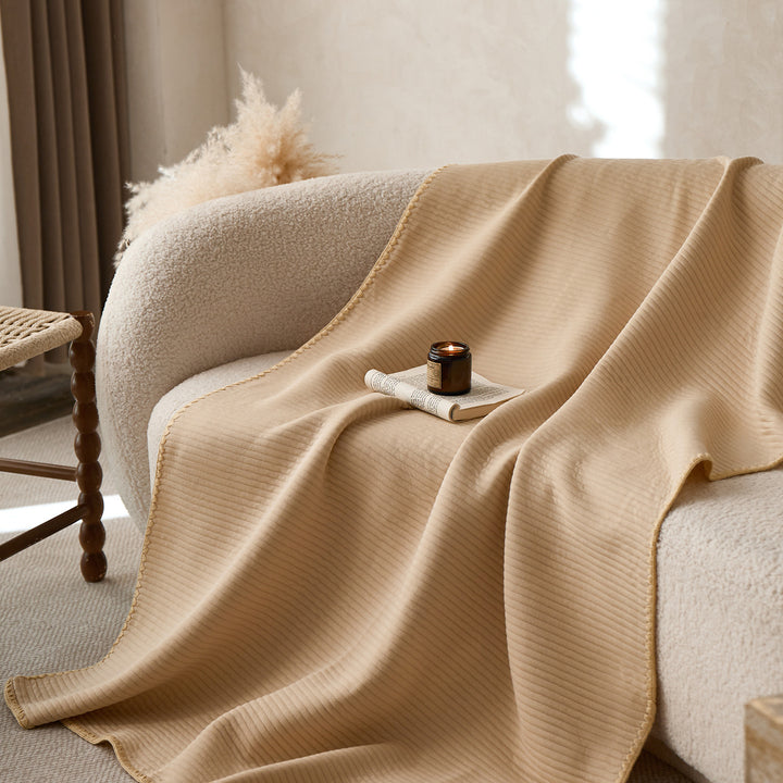 Luxury Ribbed Knit Sofa Throw Blanket