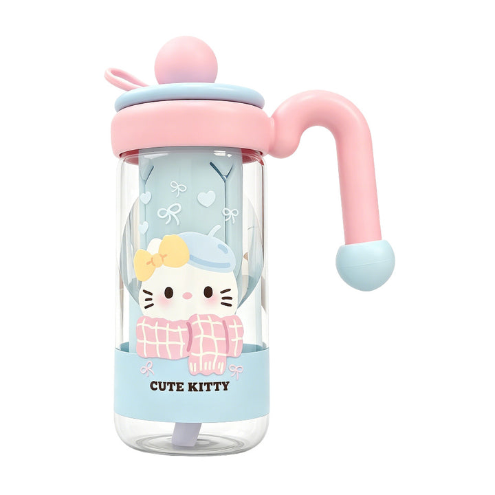 Women's water bottle with playful cat pattern Bowlift