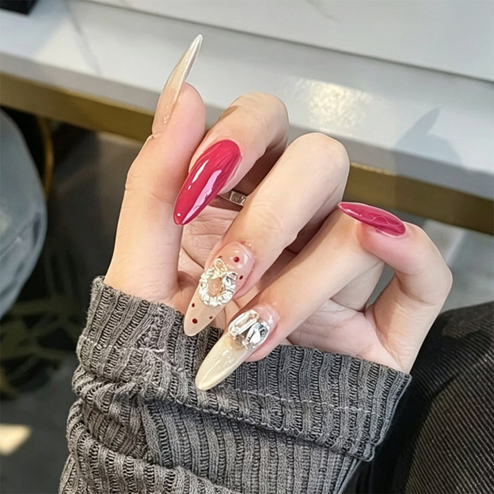 Acrylic nail set with elegant glitter accents Bowlift