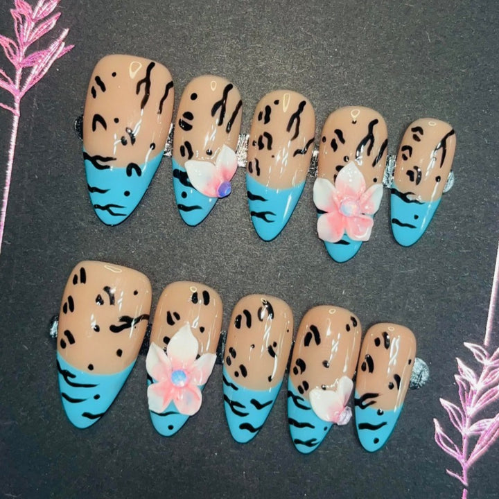 Nature-Themed Artistic Press-On Nail Set Bowlift