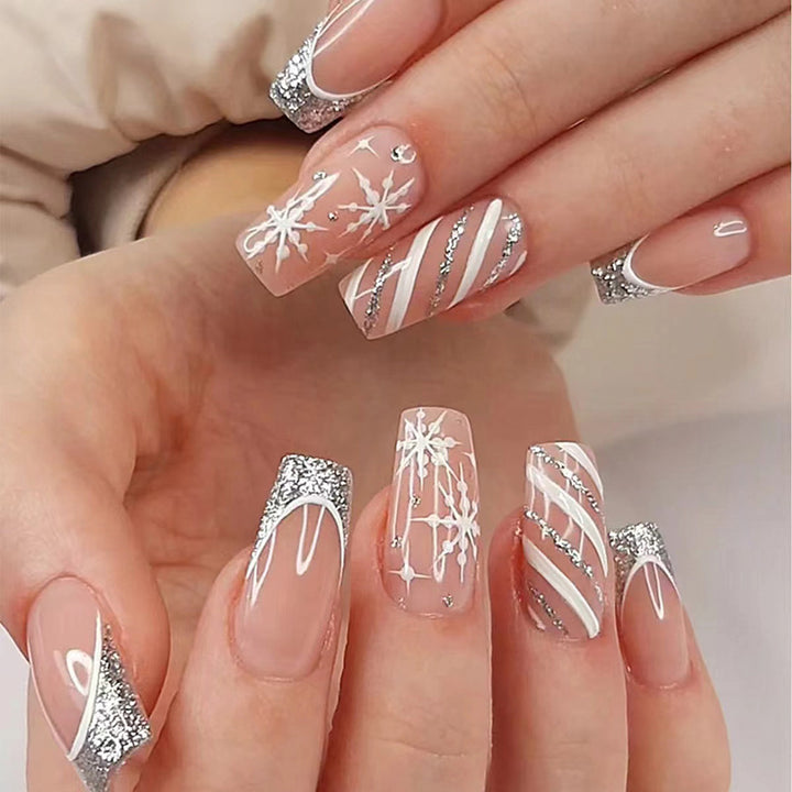 Glamorous nail tips with glitter tips Bowlift