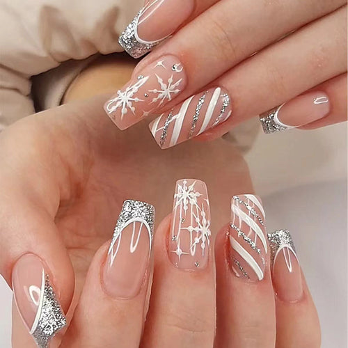 Glamorous nail tips with glitter tips Bowlift