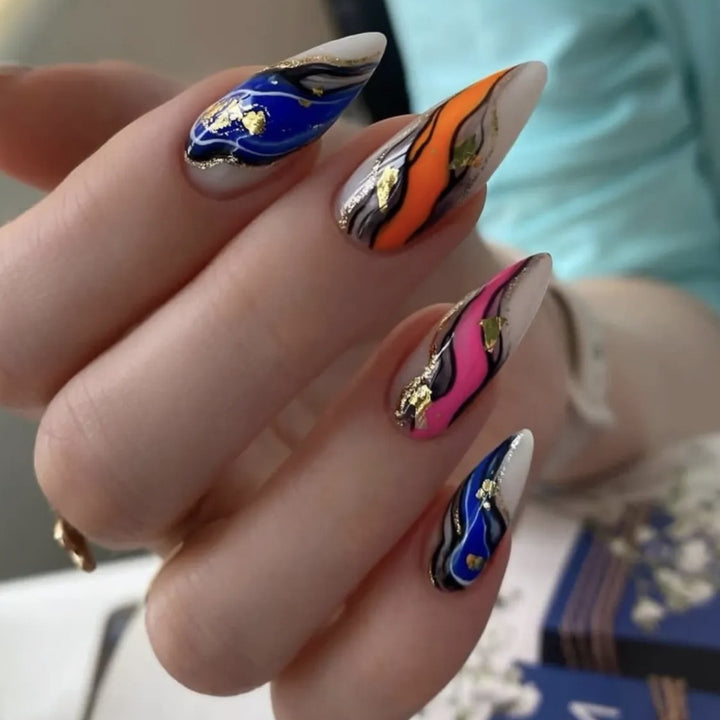 Artistic Marble Nail Art Extensions Bowlift
