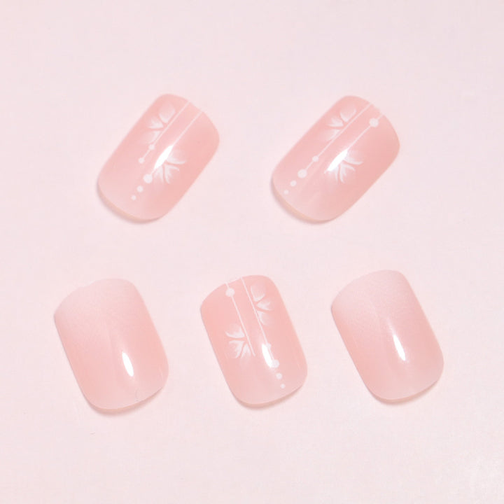 Elegant Floral Press-On Nail Set Bowlift
