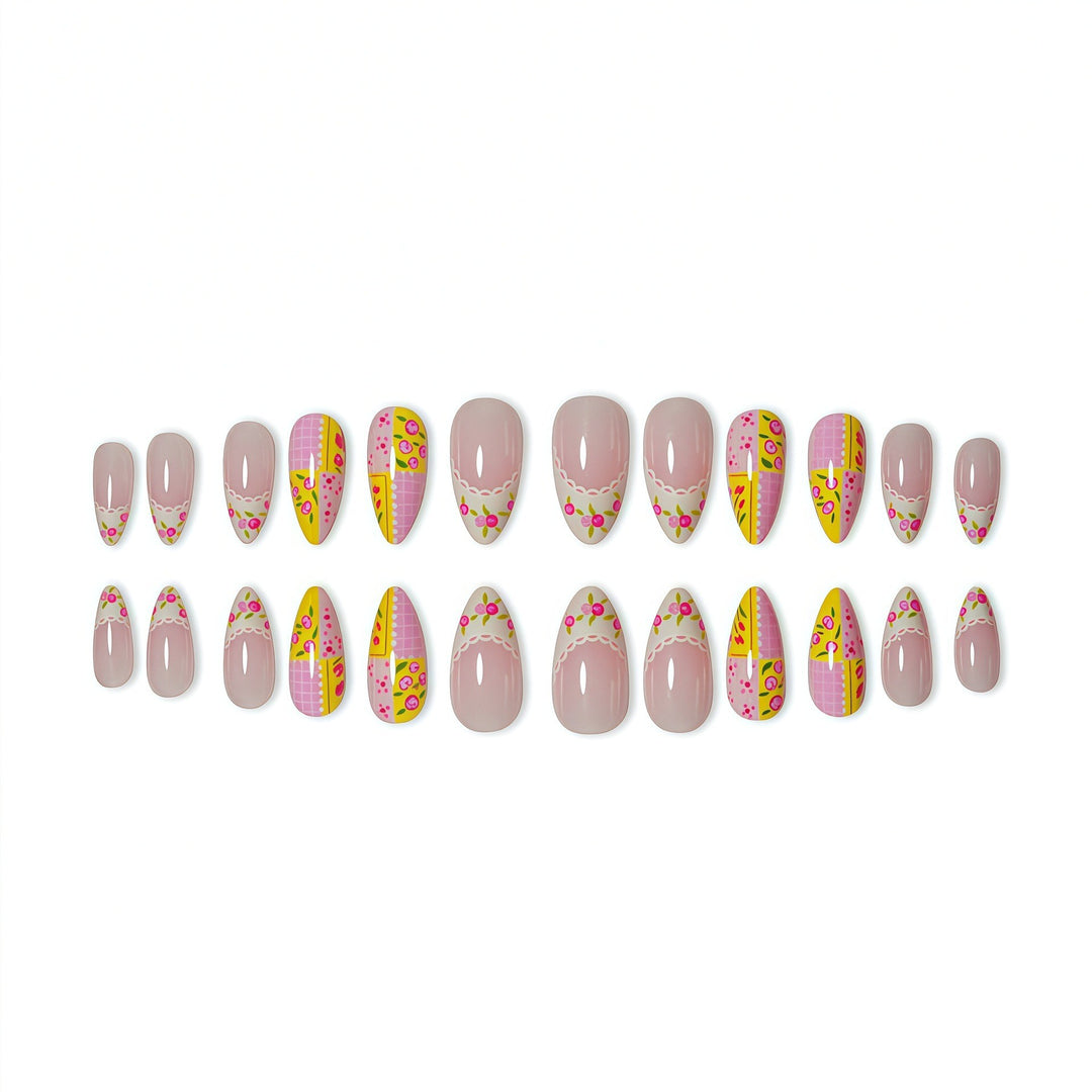 Decorative Floral Press-On Nail Art Bowlift