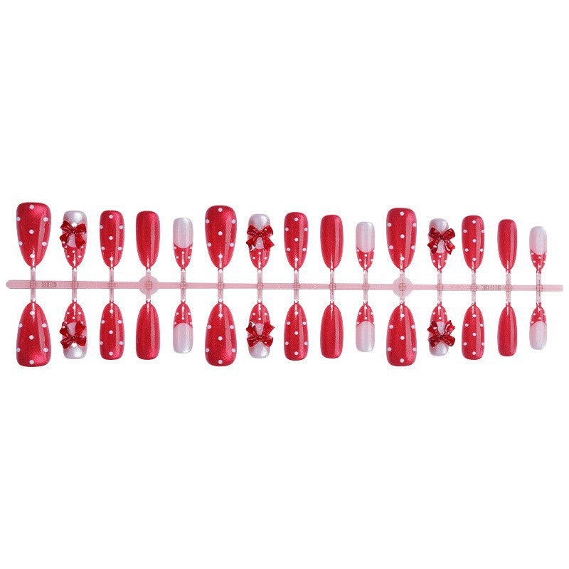 Decorative Press-On Nail Set with Bow Accents Bowlift