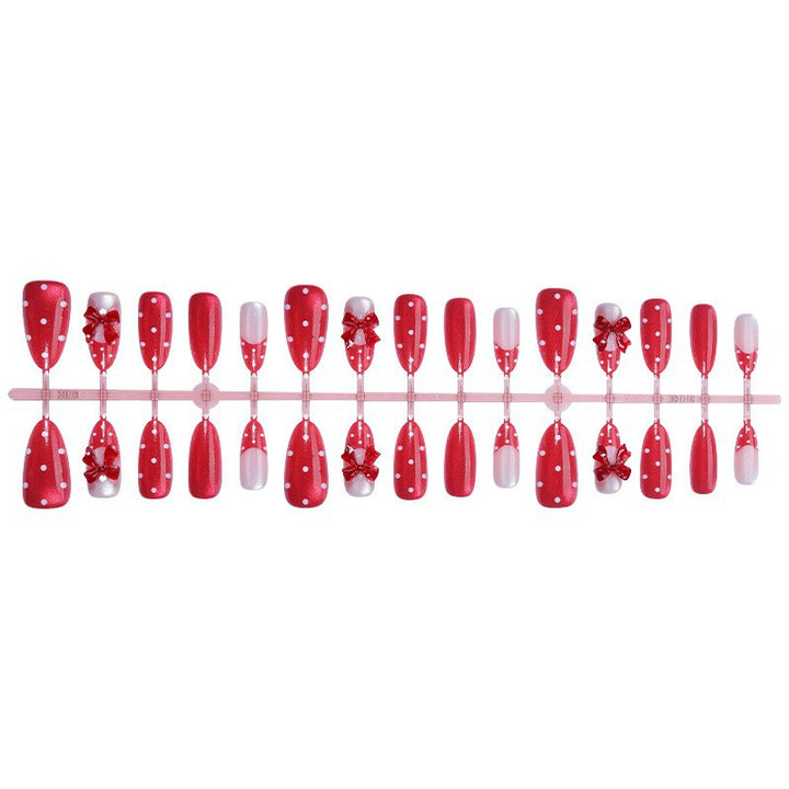 Decorative Press-On Nail Set with Bow Accents Bowlift