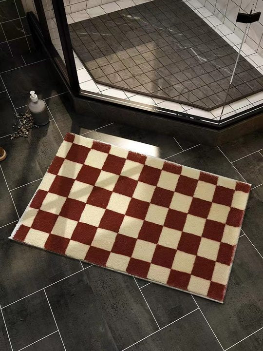 Unisex Stylish Checkered Bath Mat Bowlift