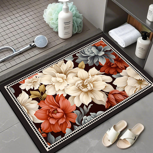 Floral Patterned Comfort Bath Mat Bowlift
