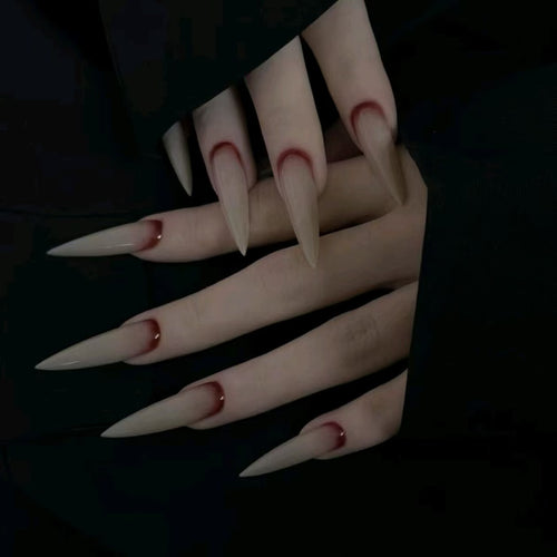 Stiletto Nail Extensions with Ombre Accent Bowlift