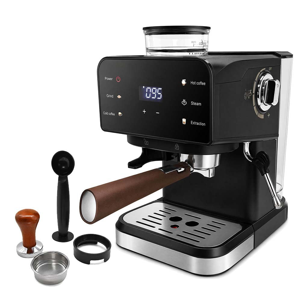 Espresso machine with integrated grinder and digital control Bowlift