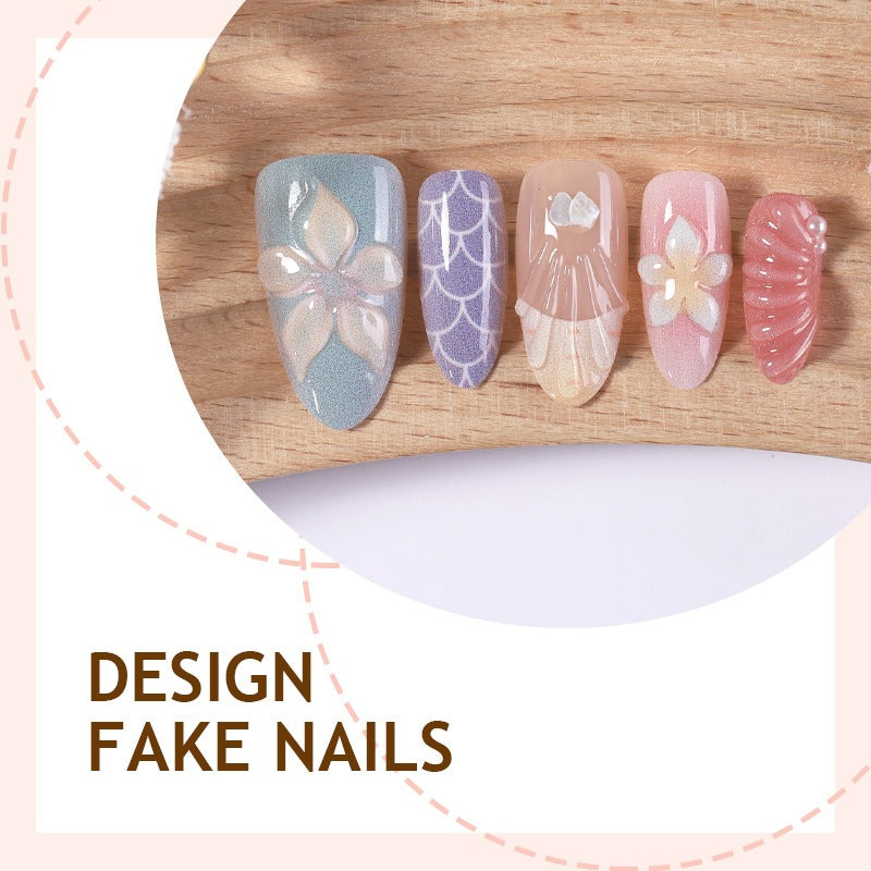 Artificial nail set with elegant floral and geometric designs Bowlift