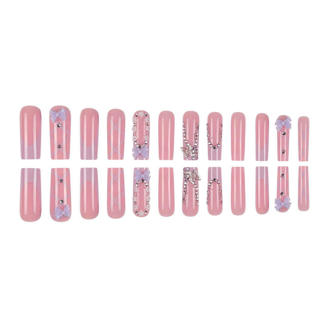 Elegant Floral-Embellished Press-On Nails Bowlift