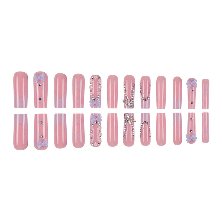 Elegant Floral-Embellished Press-On Nails Bowlift