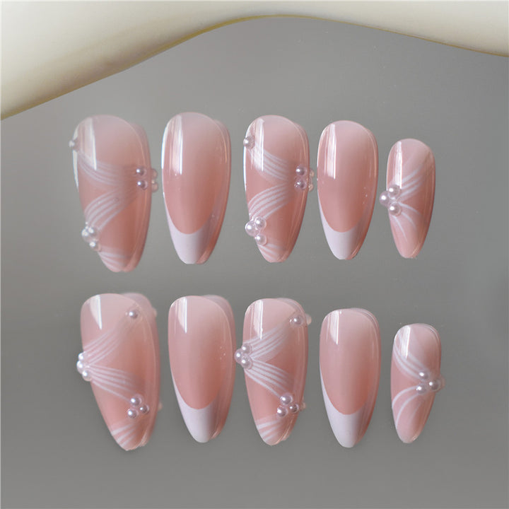Elegant French Tip Press-On Nails Bowlift