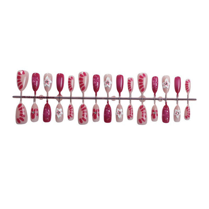 Floral Art Press-On Nail Set with 3D Accents Bowlift