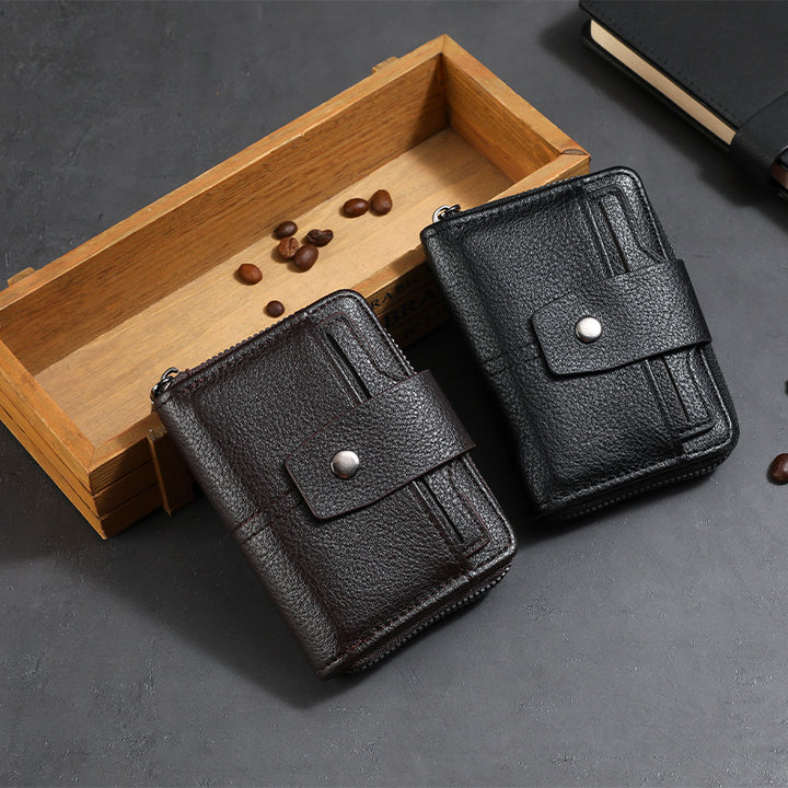 Premium Leather Zippered Card Wallet Bowlift