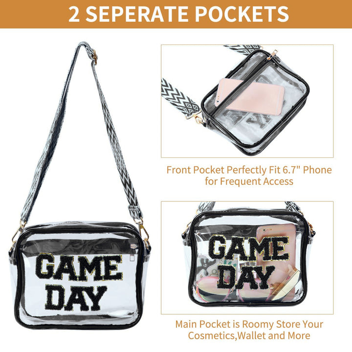 Transparent crossbody bag with stylish Game Day print Bowlift