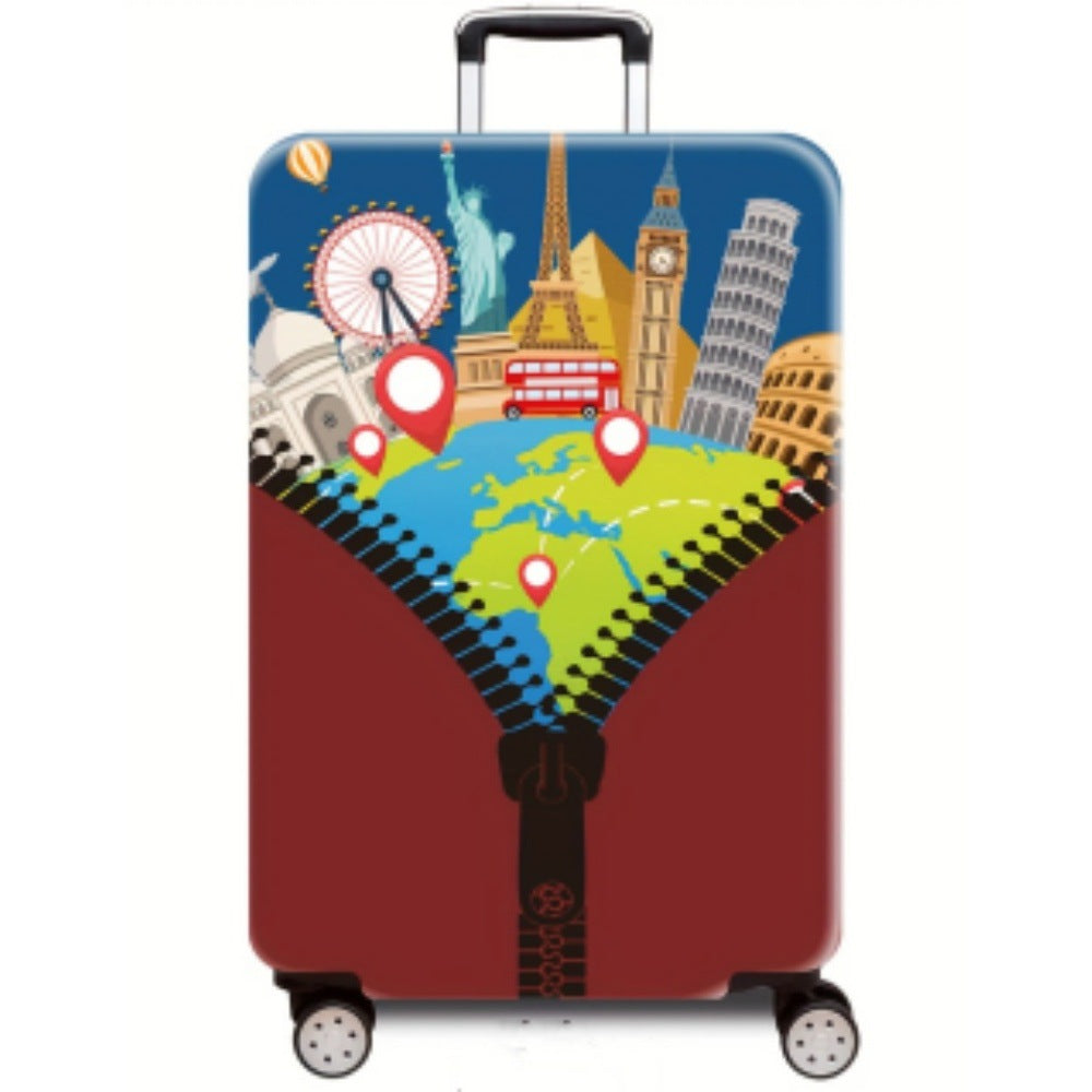 Women's Hard Shell Suitcase with Urban Airplane Design Bowlift