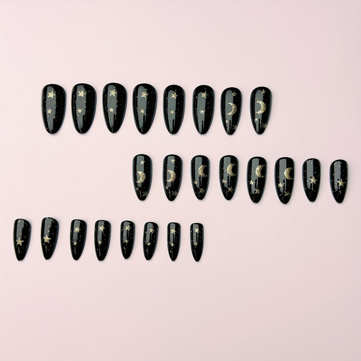 Glamorous nail art in moon and star design Bowlift