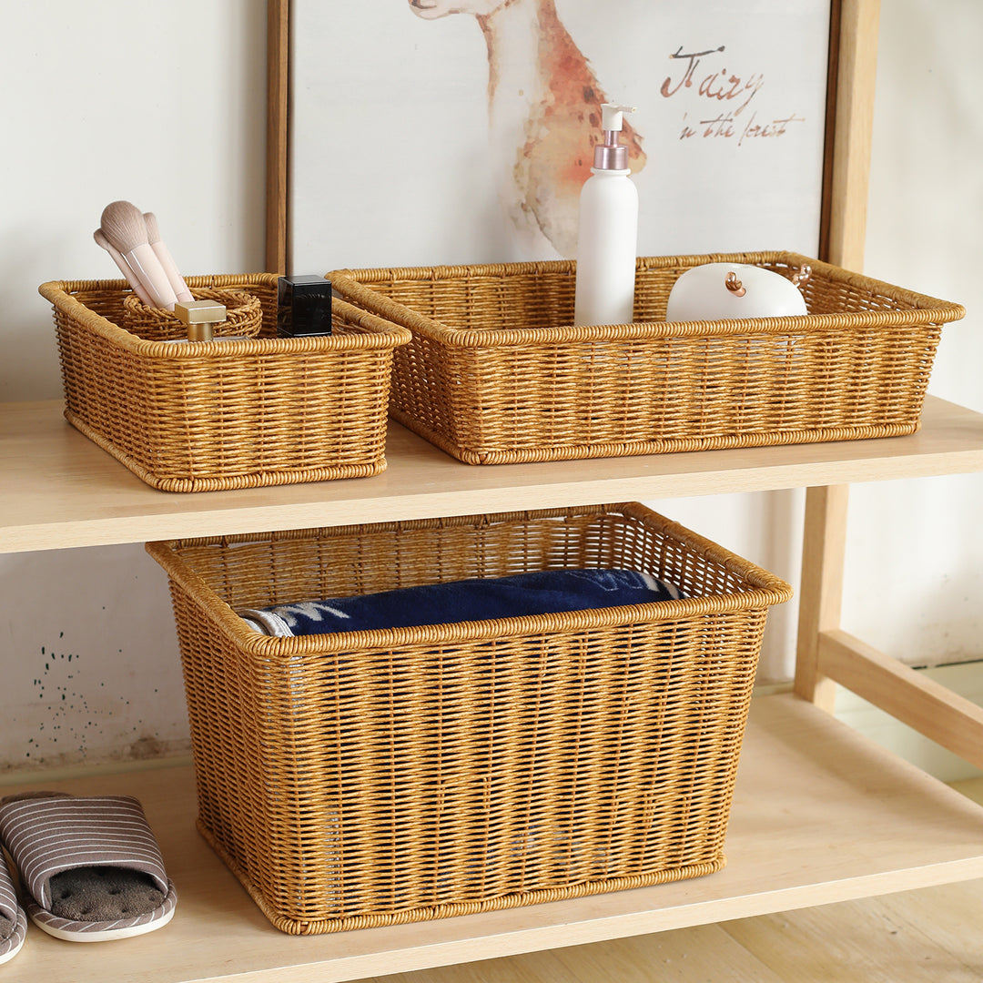Handwoven Rectangular Storage Basket Bowlift