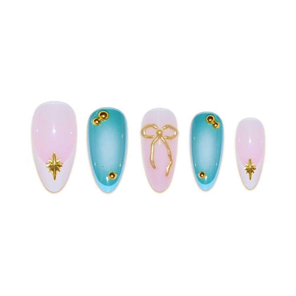 Artistic Stiletto Nail Art Set with Gold Accents Bowlift