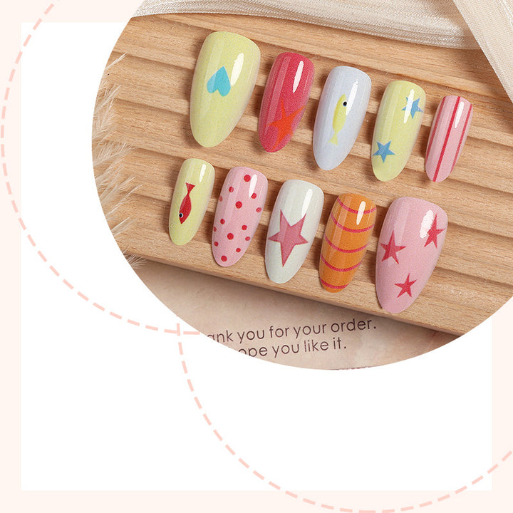 Creative Cartoon-Themed Press-On Nail Collection Bowlift