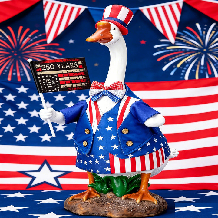 Unisex decorative fabric gander with patriotic costume and removable top hat Bowlift