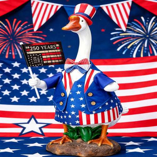 Unisex decorative fabric gander with patriotic costume and removable top hat Bowlift